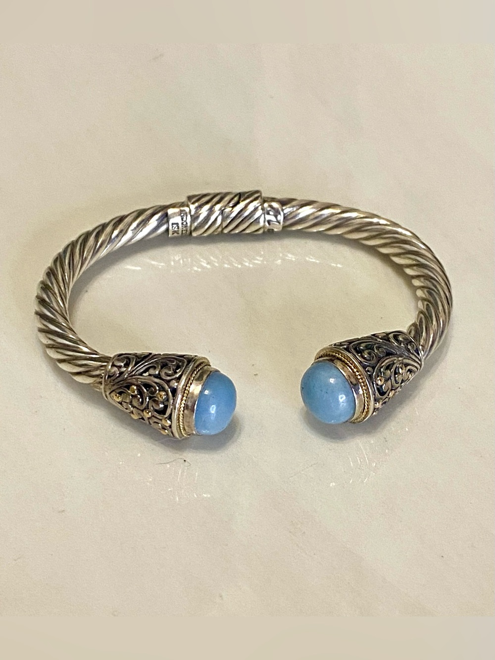 Samuel B. Sterling Silver 18K Cable Cuff Bracelet 925